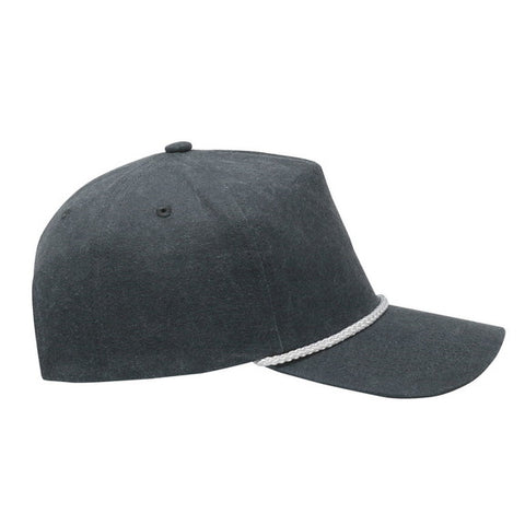 Stone Washed Charcoal/White Rope Snapback